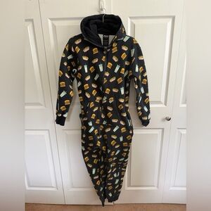 In N Out Black Hooded Onesie with Fast Food Print